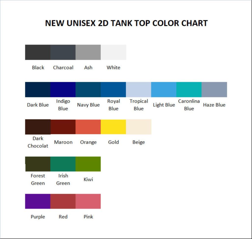tank top color chart - Piper Rockelle Merch